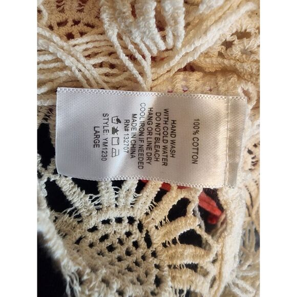 Nabee Boho Crochet Fringe Top Sunflower Macrame Festival Womens Size L - Picture 4 of 4